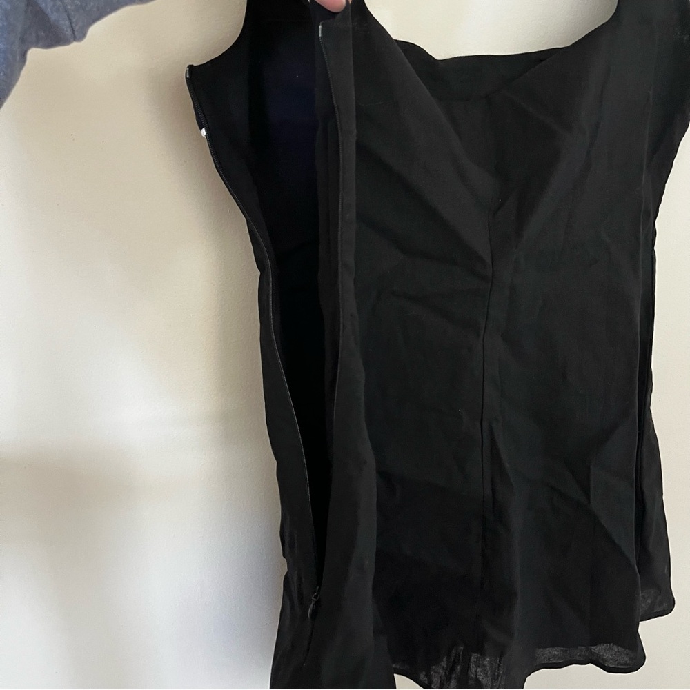 Peppermayo Cadence Linen Blend Square Neckline Mini Dress Black US 10 - Picture 7 of 12